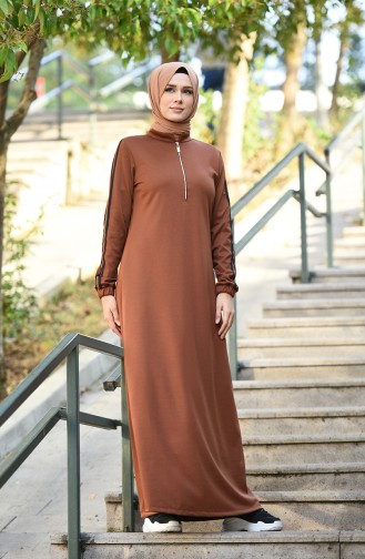 Braun Hijab Kleider 8074-04