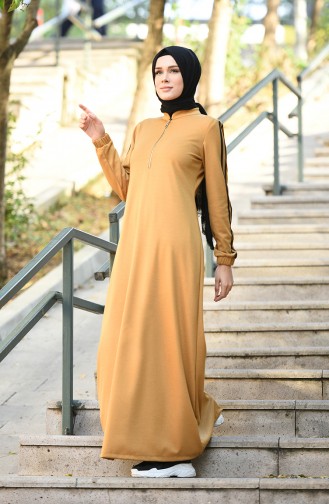 Senf Hijab Kleider 8074-07