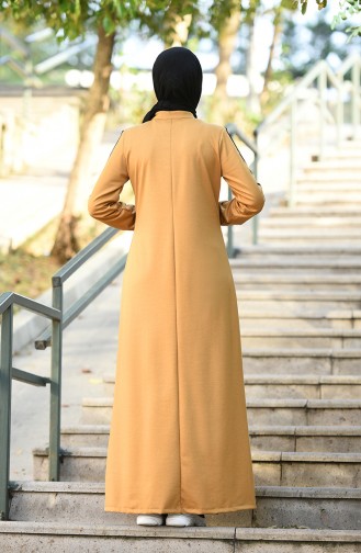 فستان رياضي بأكمام مطاط خردلي 8074-07