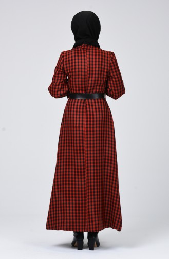 Brick Red Hijab Dress 5954-02