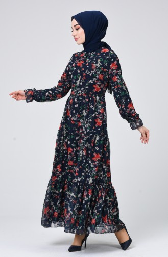 Navy Blue Hijab Dress 0555-01