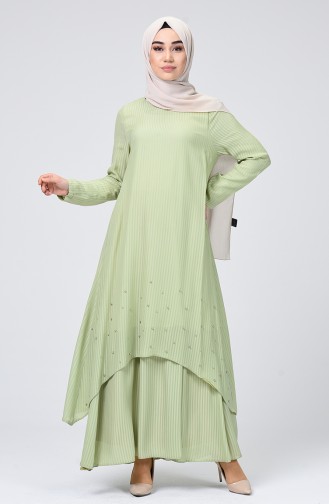 Takım Görünümlü Elbise 8012-01 Su Yeşili