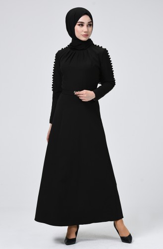 Schwarz Hijab Kleider 4488-01