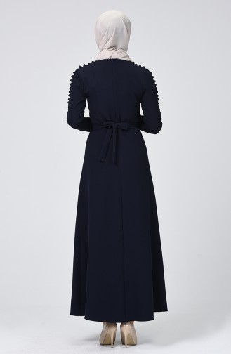 Navy Blue Hijab Dress 4488-02