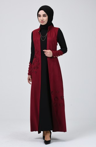 Weinrot Hijab Kleider 4499-01