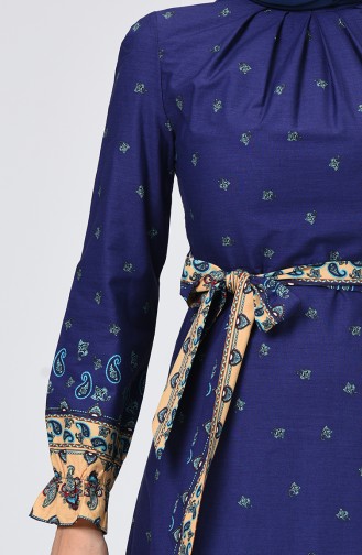 Navy Blue Hijab Dress 60066-01