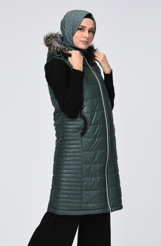 Gilet Matelassé a Capuche 5141-04 Vert emeraude 5141-04