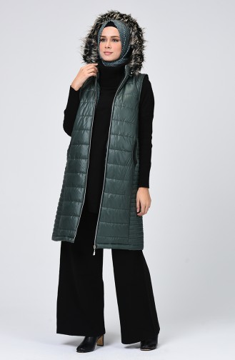 Gilet Matelassé a Capuche 5141-04 Vert emeraude 5141-04