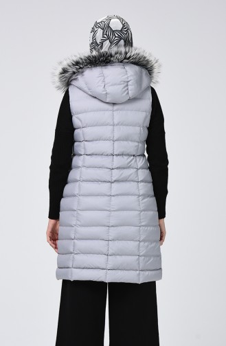 Gilet Sans Manche Matelassé à Fourrure 17081-02 Gris 17081-02