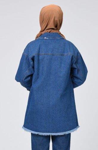 Fringed Denim Jacket Jeans Blue 1012-01