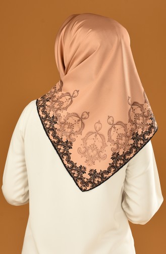 Karaca Écharpe Twill en Soie Synthétique 90625-07 Caramel Noir 90625-07