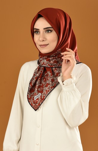 Karaca Sentetik İpek Twill Eşarp 90625-12 Kırmızı Kahverengi