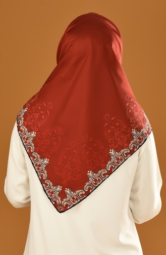 Karaca Sentetik İpek Twill Eşarp 90625-12 Kırmızı Kahverengi