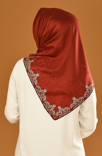 Karaca Sentetik İpek Twill Eşarp 90625-12 Kırmızı Kahverengi