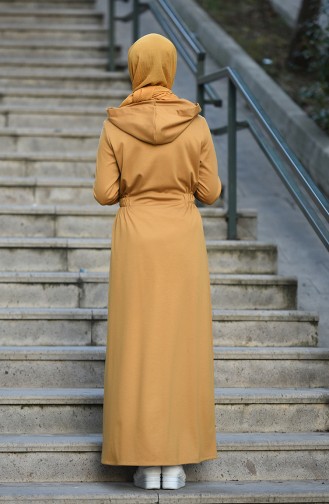 Sports Abaya sleeves decorated with strass Mustard 8084-01