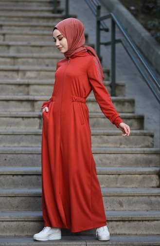 Sports Abaya sleeves decorated with strass Brick 8084-04