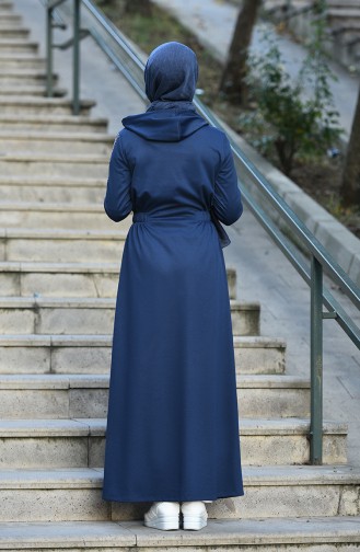 Sports Abaya sleeves decorated with strass Navy blue 8084-05