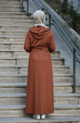 Sports Abaya sleeves decorated with strass Dark Brown Tobacco 8084-07