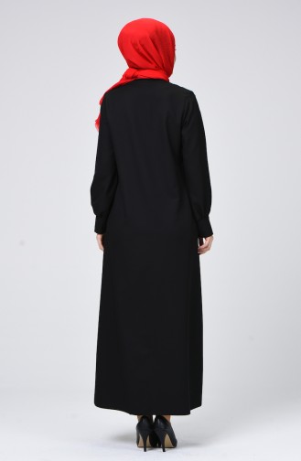 Abaya Crêpe à Fermeture 0259-04 Noir 0259-04