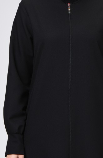 Zippered Crepe Abaya Black 0259-04