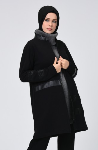 Leder Detaillierte Cape 0128-01 Schwarz 0128-01