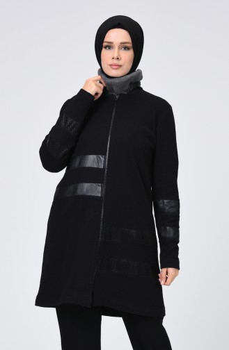 Leder Detaillierte Cape 0128-01 Schwarz 0128-01