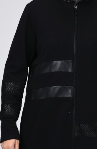 Leather Detail Cape Black 0128-01