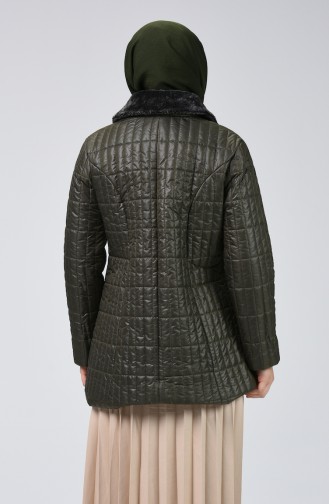 Plus Size Pocket quilted Coat 1626-03 Khaki 1626-03