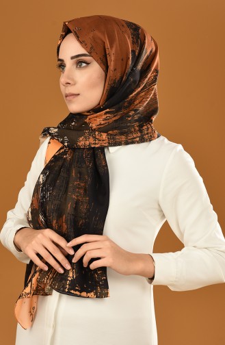 Patterned Cotton Shawl Dark Khaki Orange 95307-02