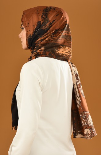 Patterned Cotton Shawl Dark Khaki Orange 95307-02