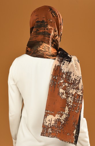 Patterned Cotton Shawl Dark Khaki Orange 95307-02