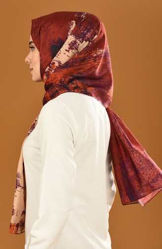 Patterned Cotton Shawl Purple Brick 95307-04