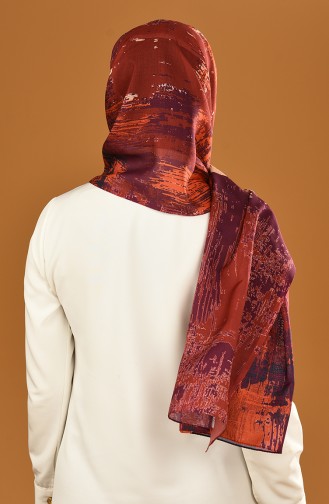 Patterned Cotton Shawl Purple Brick 95307-04