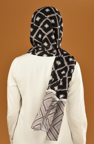 Patterned Cotton Shawl Gray Black 95308-03