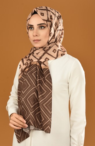 Patterned Cotton Shawl Brown Cream 95308-04