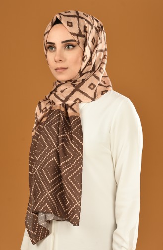 Patterned Cotton Shawl Brown Cream 95308-04