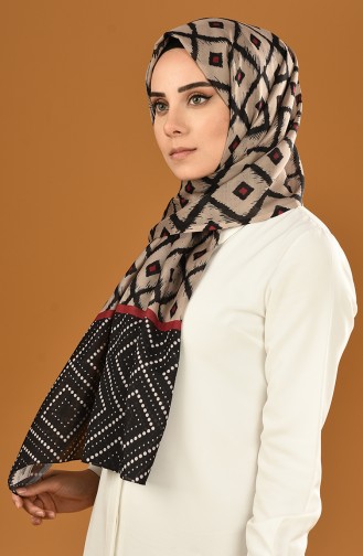 Patterned Cotton Shawl Black Stone Color 95308-06