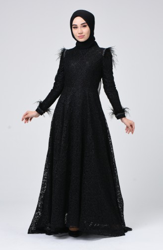Black Hijab Evening Dress 5165-01
