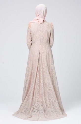 Powder Hijab Evening Dress 5165-02