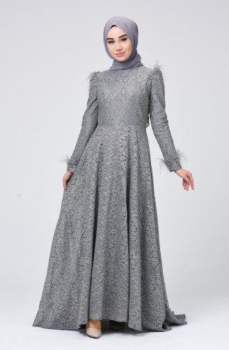 Grau Hijab-Abendkleider 5165-03
