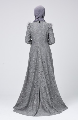 Gray Hijab Evening Dress 5165-03