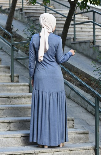 Jeansblau Hijab Kleider 8052-01