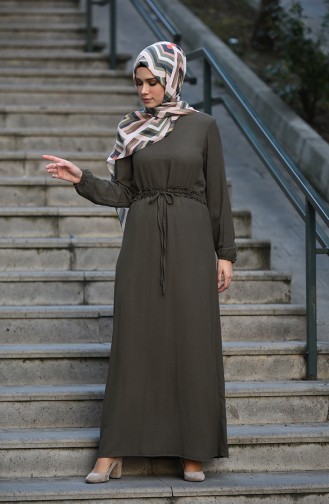 Khaki Hijab Dress 8069-01