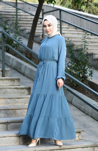 فستان أزرق زيتي 8037-15
