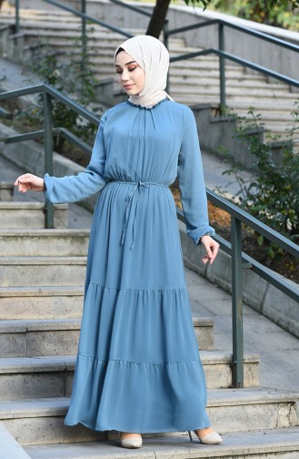 Petrol Blue Hijab Dress 8037-15