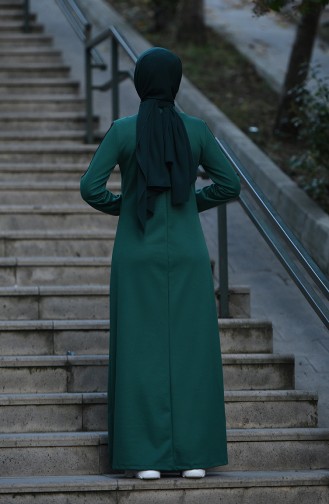فستان رياضي بأكمام مطاط أخضر زمردي 8074-05