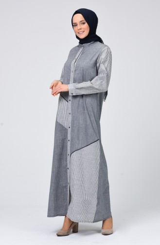 Navy Blue Hijab Dress 4502-03