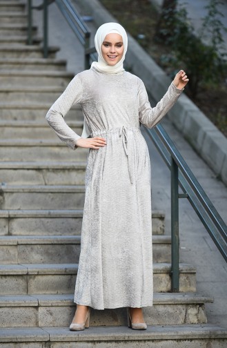 Beige Hijab Dress 5040-03