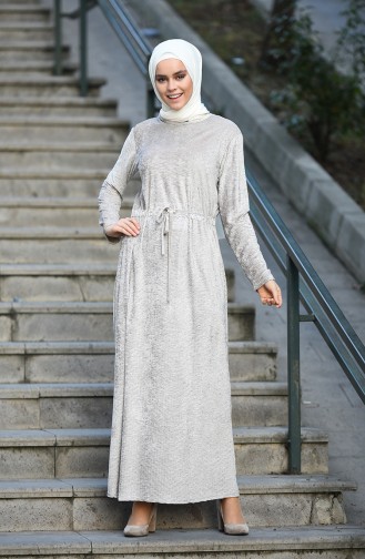 Beige Hijab Dress 5040-03