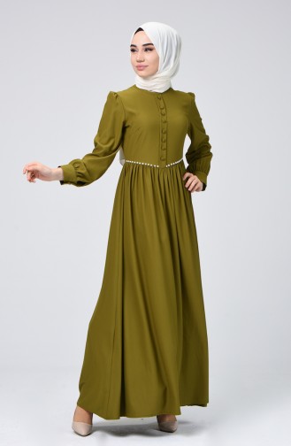 Khaki Hijab Kleider 3402-01